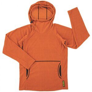 Melanzana Micro-Grid Hoodie Pumpkin Orange-Woman’s LGranola Hiker Gorp Fleece